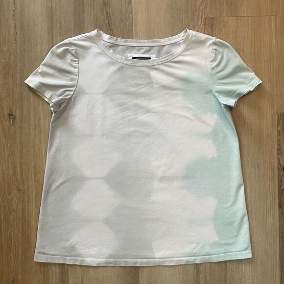 Lafayette 148 Women’s Small Blue Tie Dye Short Sleeve Shirt Top Blouse - Picture 1 of 4